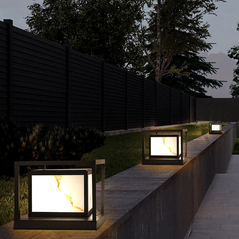 Modern Solar Square Chinese Outdoor Column Head Light LED Lawn Landscape Light | Stornfield