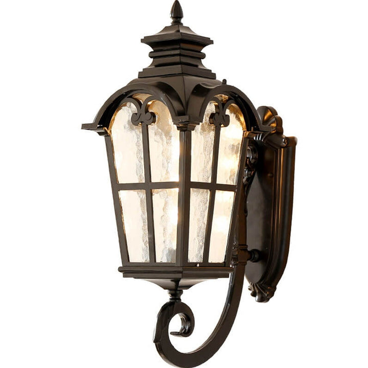 European Retro Glass Aluminum Lantern Outdoor Waterproof 1-Light Wall Sconce Lamp | Stornfield
