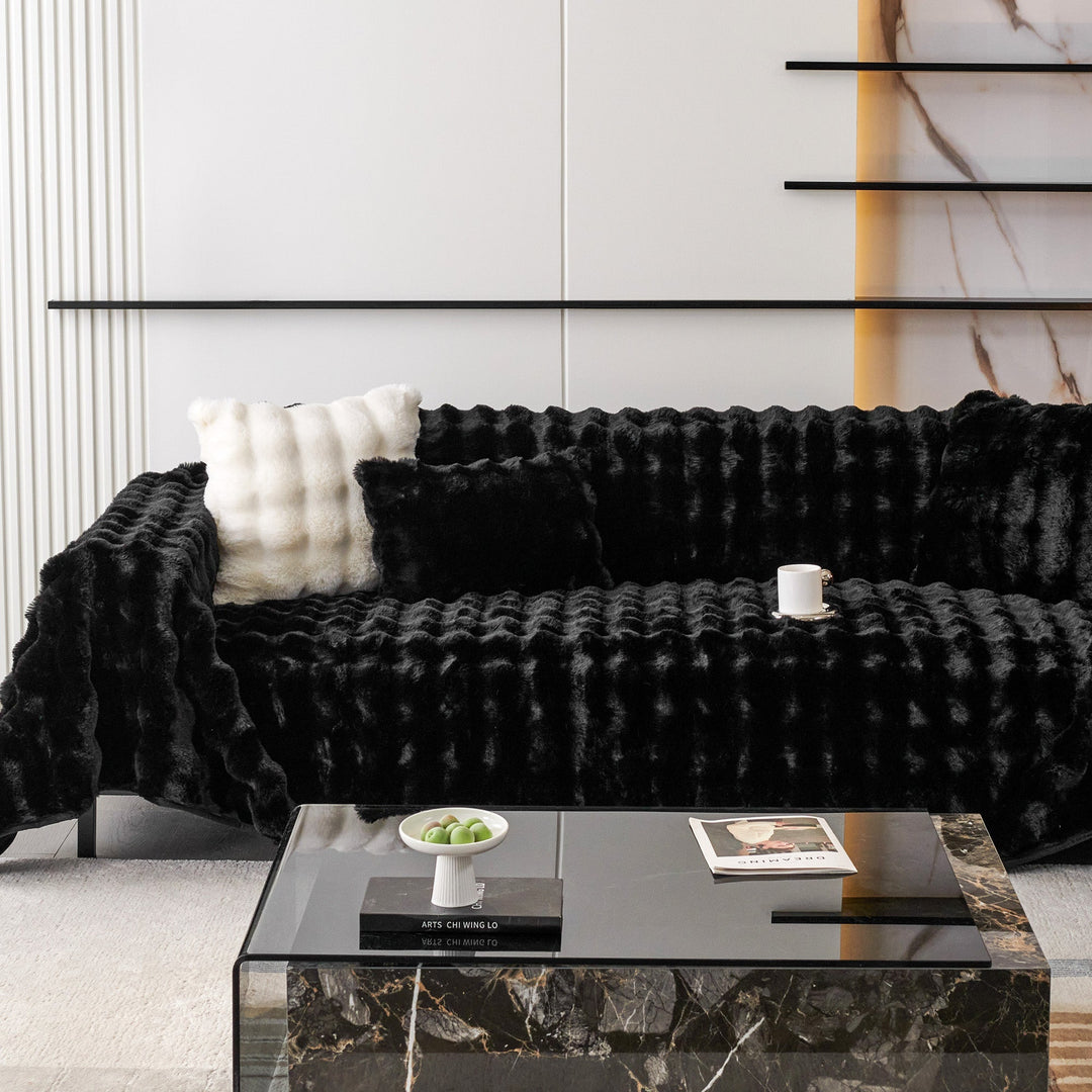 Luxe Ripple Faux Fur Sofa Cover - Modern, Stylish & Durable Sofa Protection | Stornfield