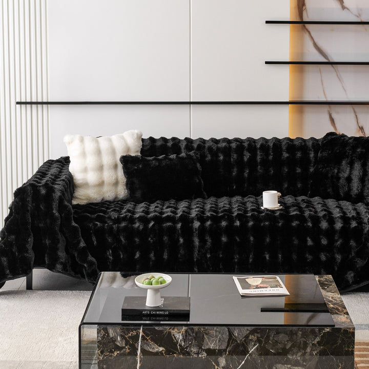 Luxe Ripple Faux Fur Sofa Cover - Modern, Stylish & Durable Sofa Protection | Stornfield