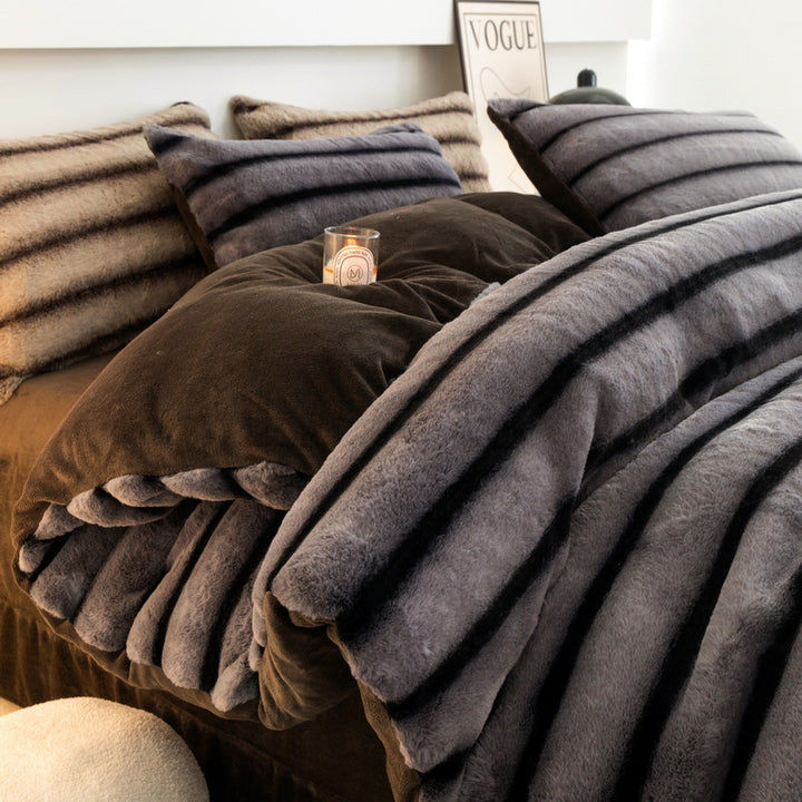Winter bedding set made of milk fiber fleece, extra thick