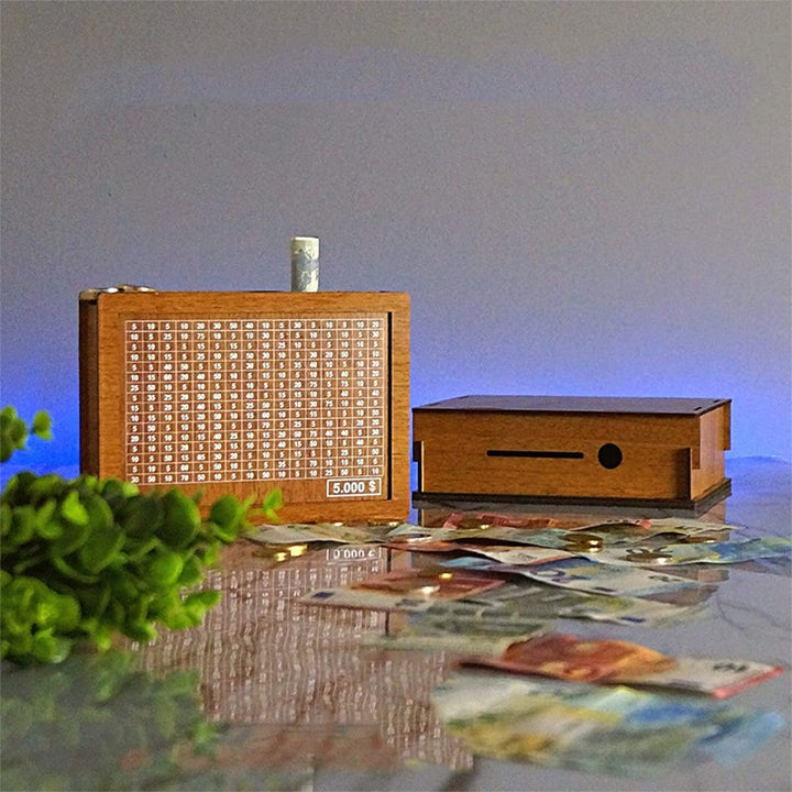 Wooden cash register with engraved figures | Stornfield