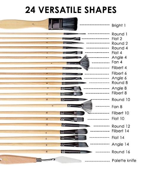 Brush set 24-piece with roll-up case and palette knife | Stornfield