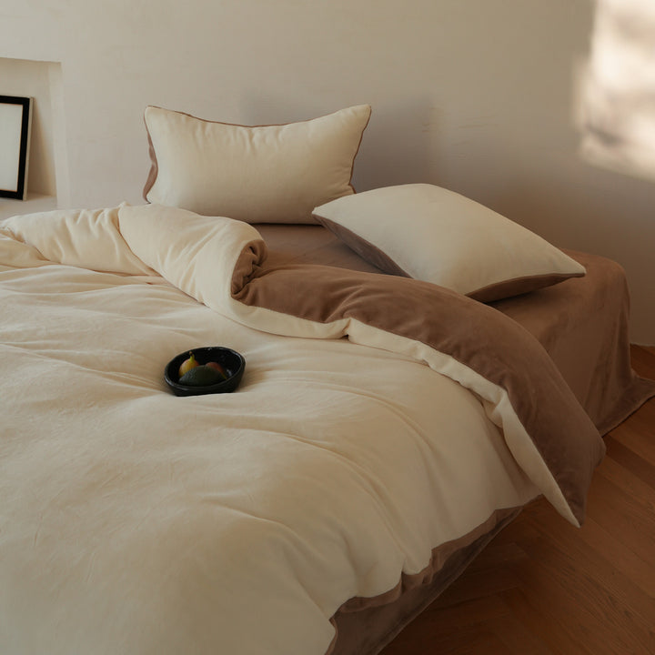Milk fiber bedding set, 4-piece, winter, solid color