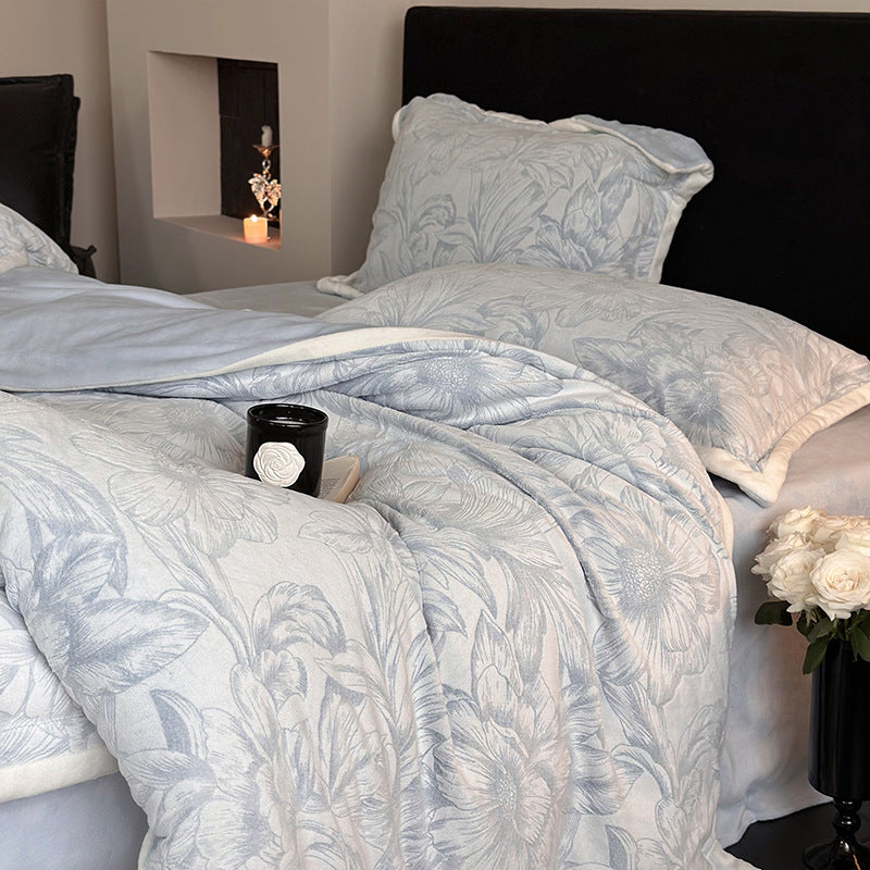 Winter bed set made of milk fiber, 4-piece