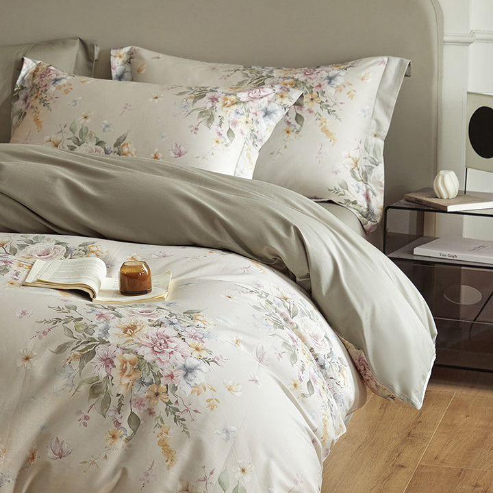 Cotton bedding set, 4-piece, digital print, country style