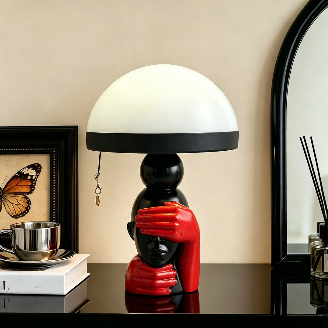 Creative mushroom table lamp with pull switch