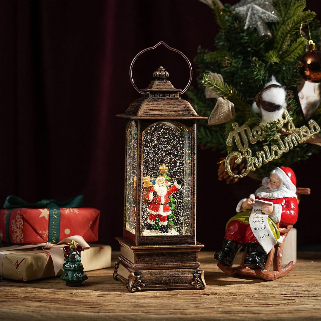 Decorative Christmas Lantern with Snow Effect and Light