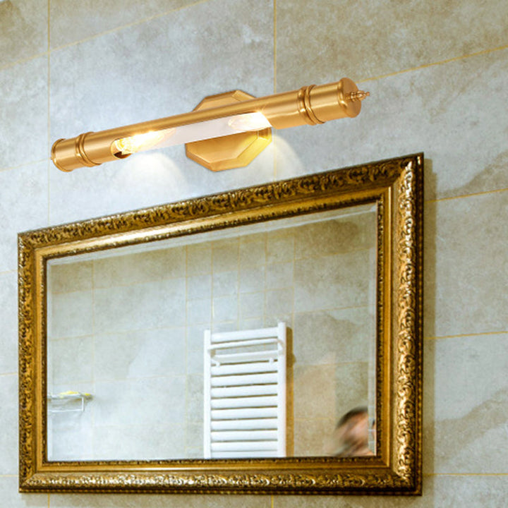 Brass Pole Wall Mounted Vanity Light Retro Metal 14"/18" Width 2 Bulbs Bathroom Sconce Lighting | Stornfield