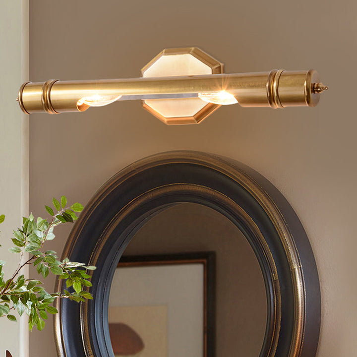 Brass Pole Wall Mounted Vanity Light Retro Metal 14"/18" Width 2 Bulbs Bathroom Sconce Lighting | Stornfield