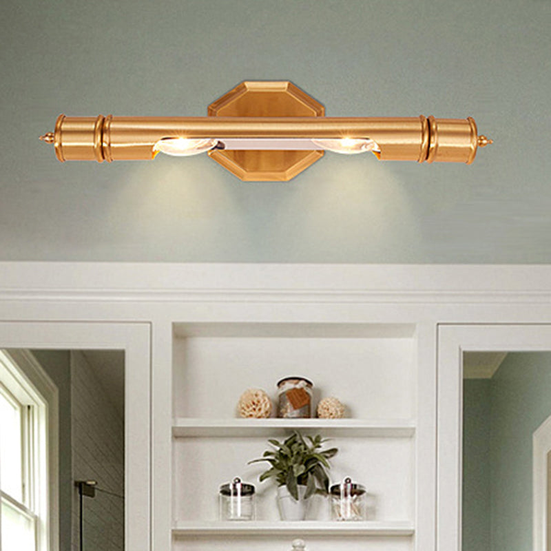 Brass Pole Wall Mounted Vanity Light Retro Metal 14"/18" Width 2 Bulbs Bathroom Sconce Lighting | Stornfield
