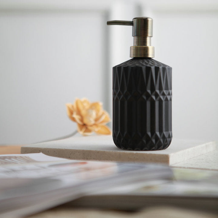 Stornfield | Distributeur de savon en verre à motif diamant