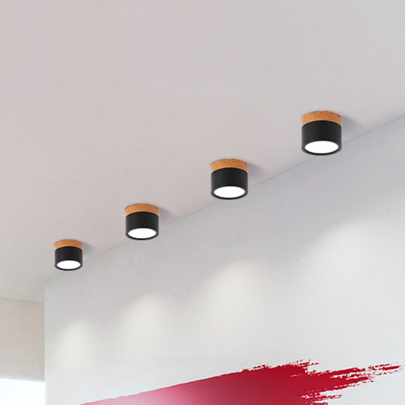 Modern Macaron Ceiling Lamp – Compact Metal/Wood Flush Mount Lighting for Kitchen and Bar in Yellow, Stornfieldue and Stornfieldack | Stornfield