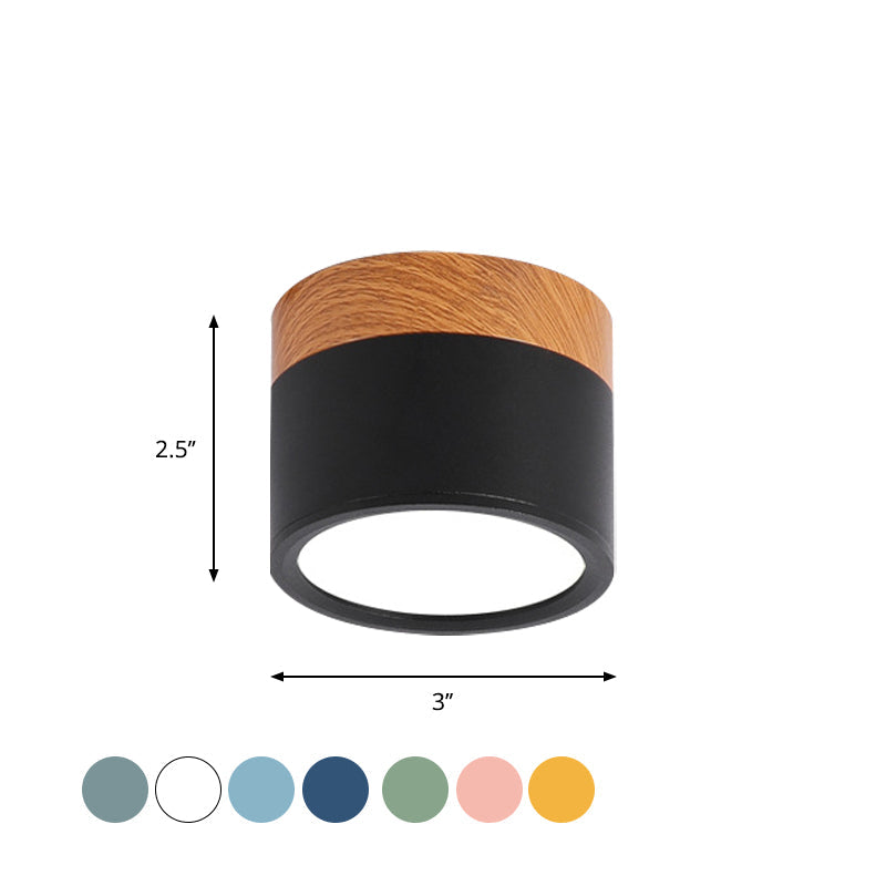 Modern Macaron Ceiling Lamp – Compact Metal/Wood Flush Mount Lighting for Kitchen and Bar in Yellow, Stornfieldue and Stornfieldack | Stornfield