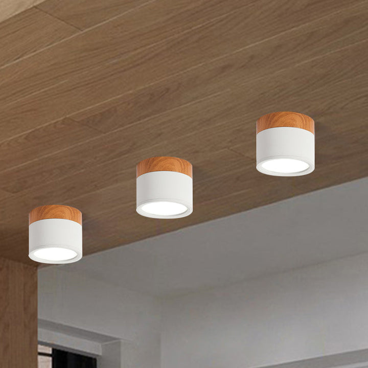 Modern Macaron Ceiling Lamp – Compact Metal/Wood Flush Mount Lighting for Kitchen and Bar in Yellow, Stornfieldue and Stornfieldack | Stornfield
