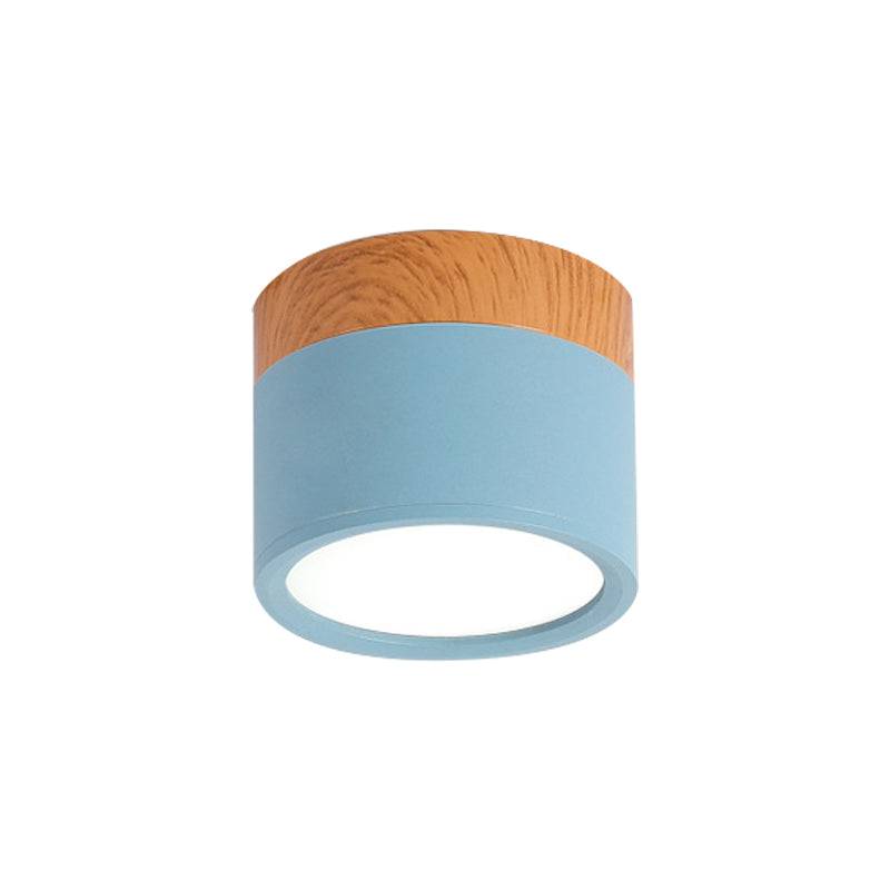 Modern Macaron Ceiling Lamp – Compact Metal/Wood Flush Mount Lighting for Kitchen and Bar in Yellow, Stornfieldue and Stornfieldack | Stornfield
