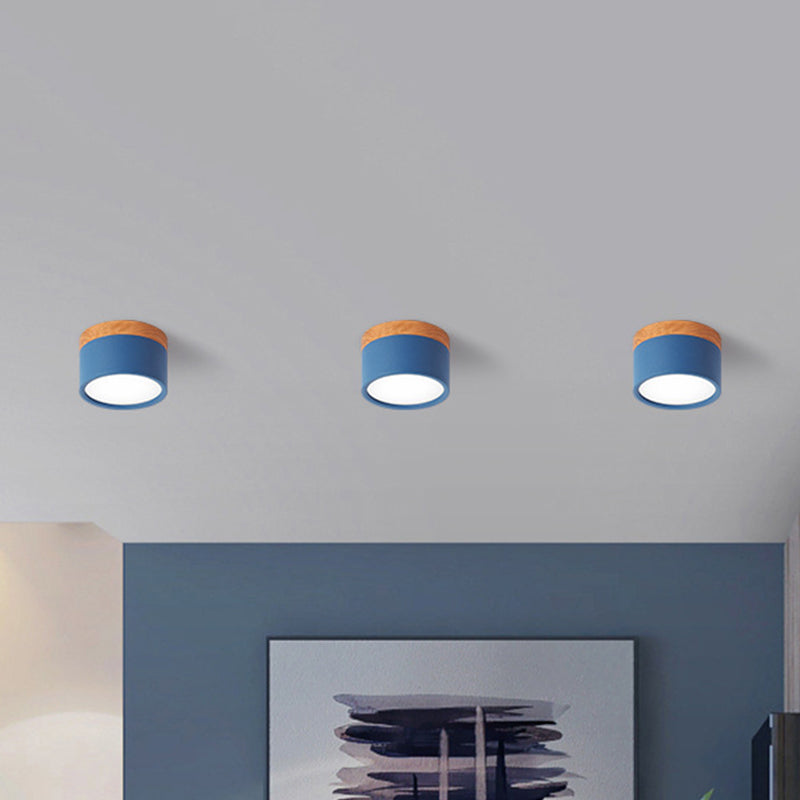 Modern Macaron Ceiling Lamp – Compact Metal/Wood Flush Mount Lighting for Kitchen and Bar in Yellow, Stornfieldue and Stornfieldack | Stornfield