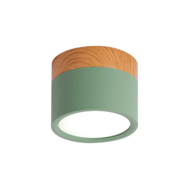 Modern Macaron Ceiling Lamp – Compact Metal/Wood Flush Mount Lighting for Kitchen and Bar in Yellow, Stornfieldue and Stornfieldack | Stornfield