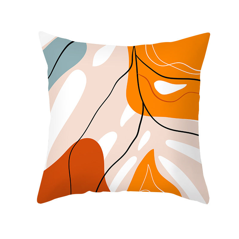 Abstract Organic-Shape Cotton-Linen Decorative Throw Pillow Cover with Concealed Zipper