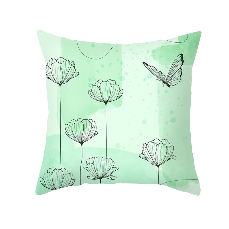 Abstract Organic-Shape Cotton-Linen Decorative Throw Pillow Cover with Concealed Zipper