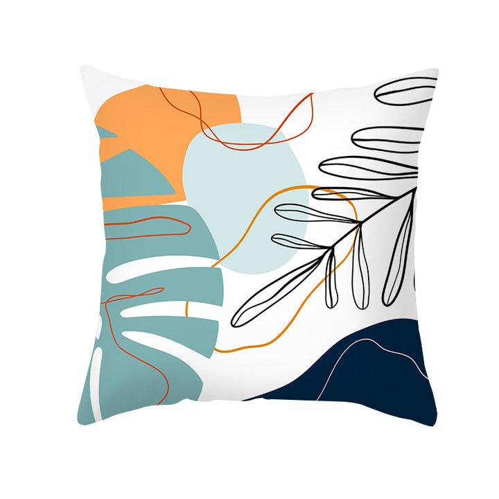 Abstract Organic-Shape Cotton-Linen Decorative Throw Pillow Cover with Concealed Zipper