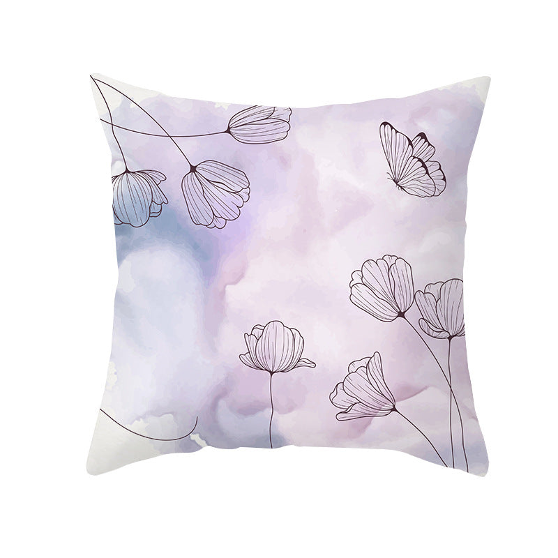 Abstract Organic-Shape Cotton-Linen Decorative Throw Pillow Cover with Concealed Zipper