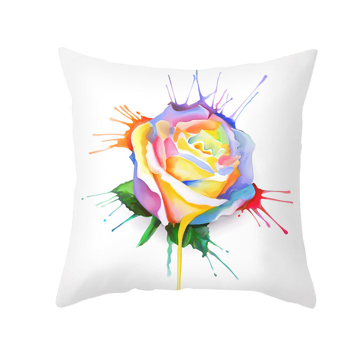 Abstract Organic-Shape Cotton-Linen Decorative Throw Pillow Cover with Concealed Zipper