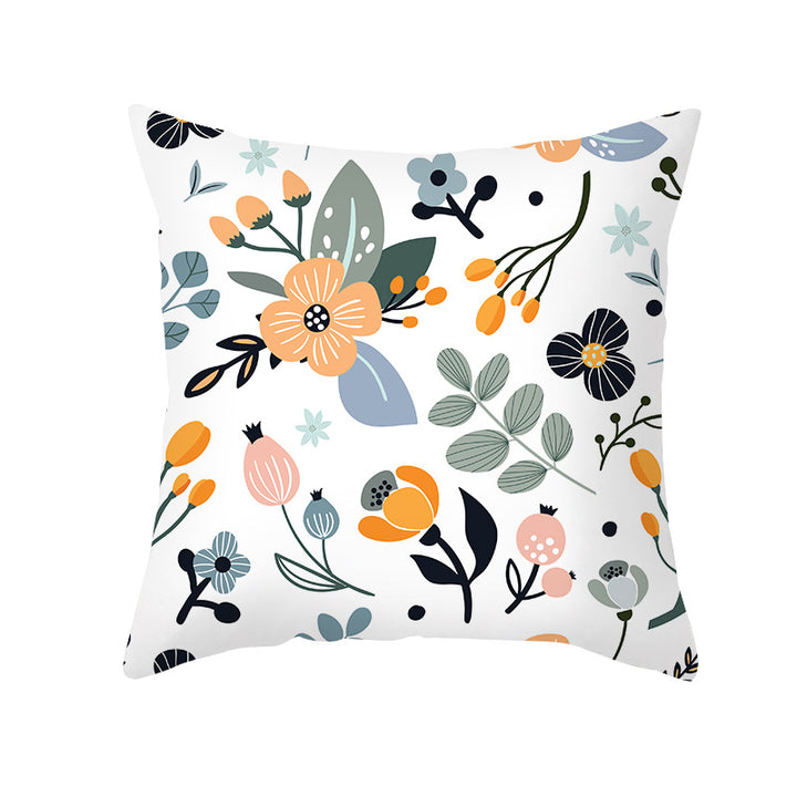 Abstract Organic-Shape Cotton-Linen Decorative Throw Pillow Cover with Concealed Zipper