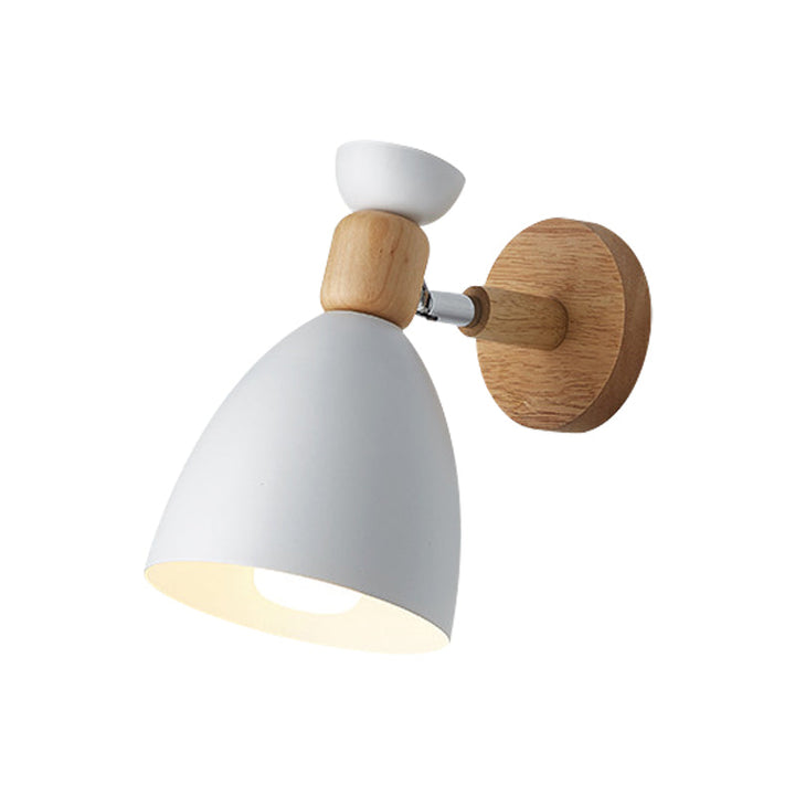 Bear/Bell Rotating Wall Mounted Lamp Macaron Iron 1-Head Bedside Reading Wall Light in White/Pink/Green and Wood | Stornfield