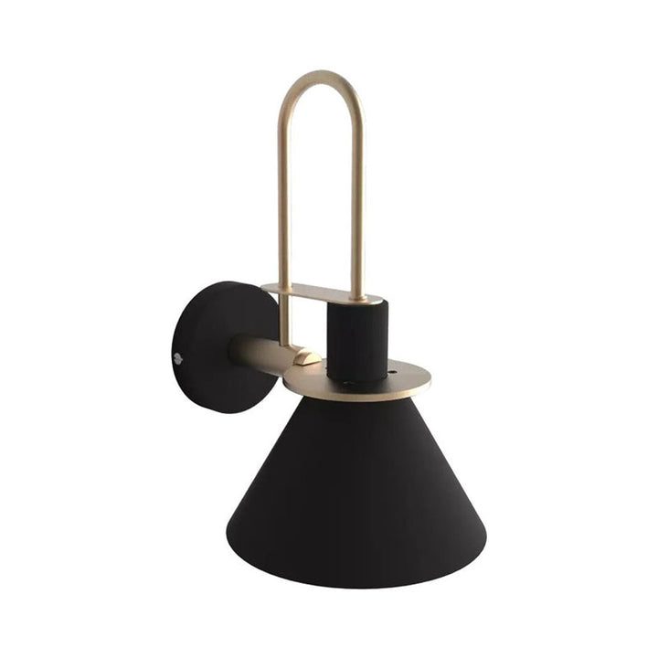 Black/White/Green Cone Wall Lamp Macaron 1-Light Metal Wall Mounted Light with Arched Arm for Bedroom, Warm/White Light | Stornfield