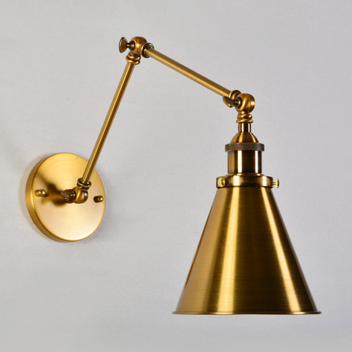 Brass 1 Bulb Wall Light Kit Antique Metal Conic Wall Mount Lighting Fixture with Flexible Swivel Arm | Stornfield