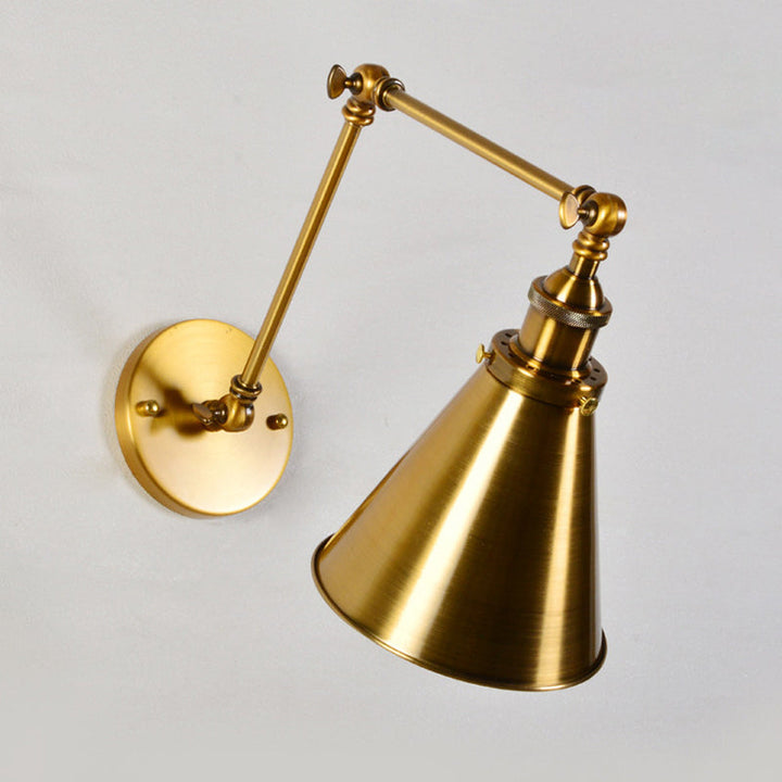 Brass 1 Bulb Wall Light Kit Antique Metal Conic Wall Mount Lighting Fixture with Flexible Swivel Arm | Stornfield