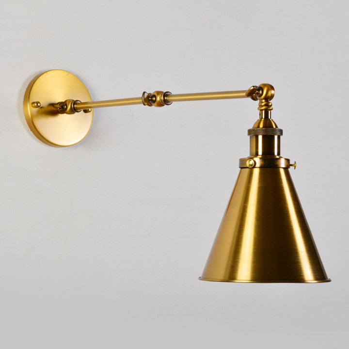 Brass 1 Bulb Wall Light Kit Antique Metal Conic Wall Mount Lighting Fixture with Flexible Swivel Arm | Stornfield