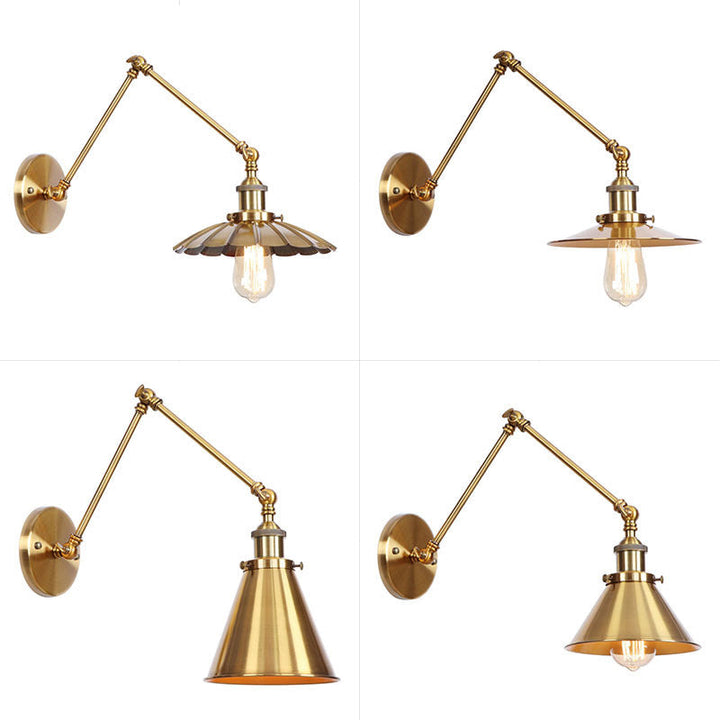 Stornfield | Applique murale en laiton ironé scallopée/corne/cone simple 6"/8" de largeur lampe murale antique avec bras pivotant
