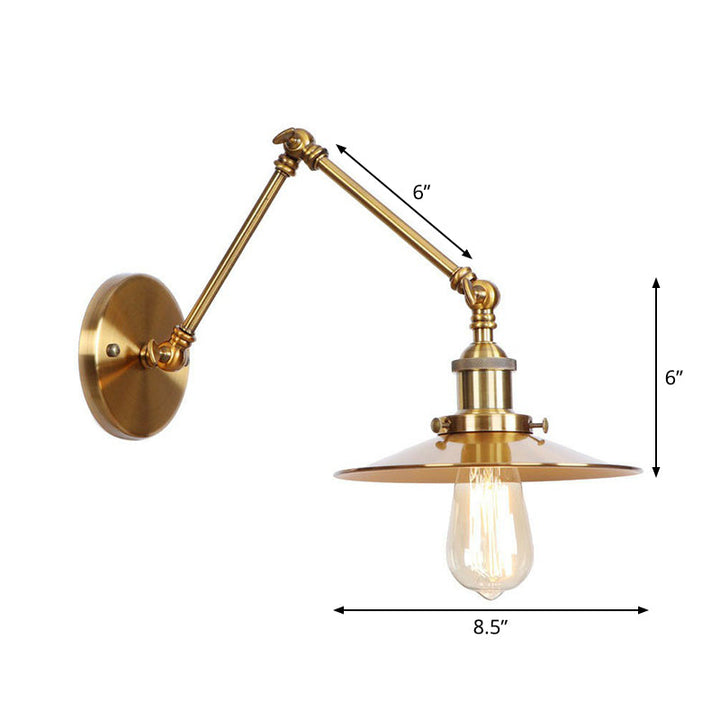 Stornfield | Applique murale en laiton ironé scallopée/corne/cone simple 6"/8" de largeur lampe murale antique avec bras pivotant