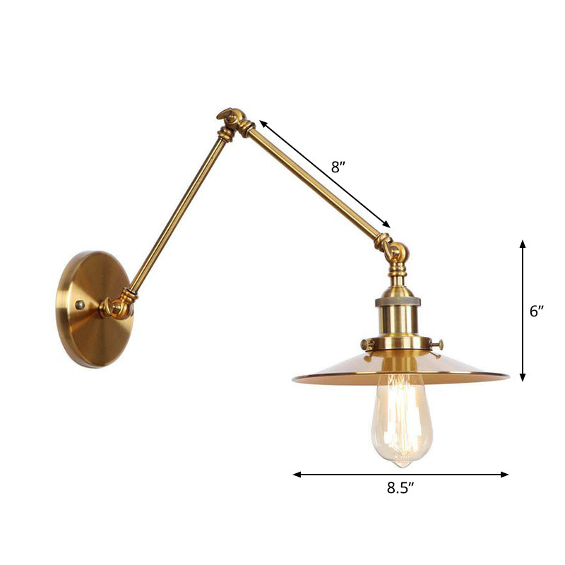 Stornfield | Applique murale en laiton ironé scallopée/corne/cone simple 6"/8" de largeur lampe murale antique avec bras pivotant