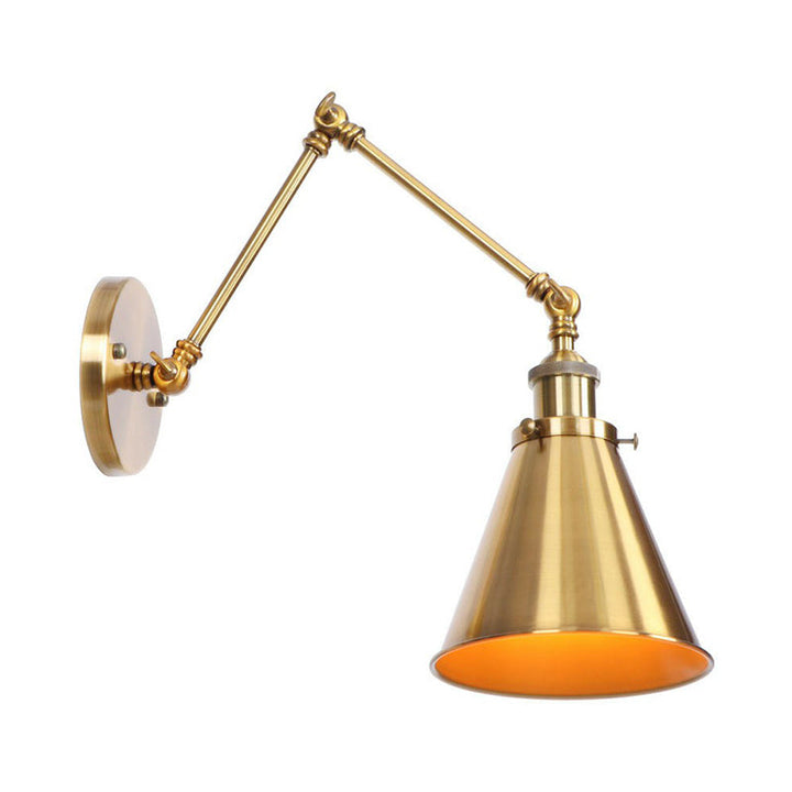 Stornfield | Applique murale en laiton ironé scallopée/corne/cone simple 6"/8" de largeur lampe murale antique avec bras pivotant