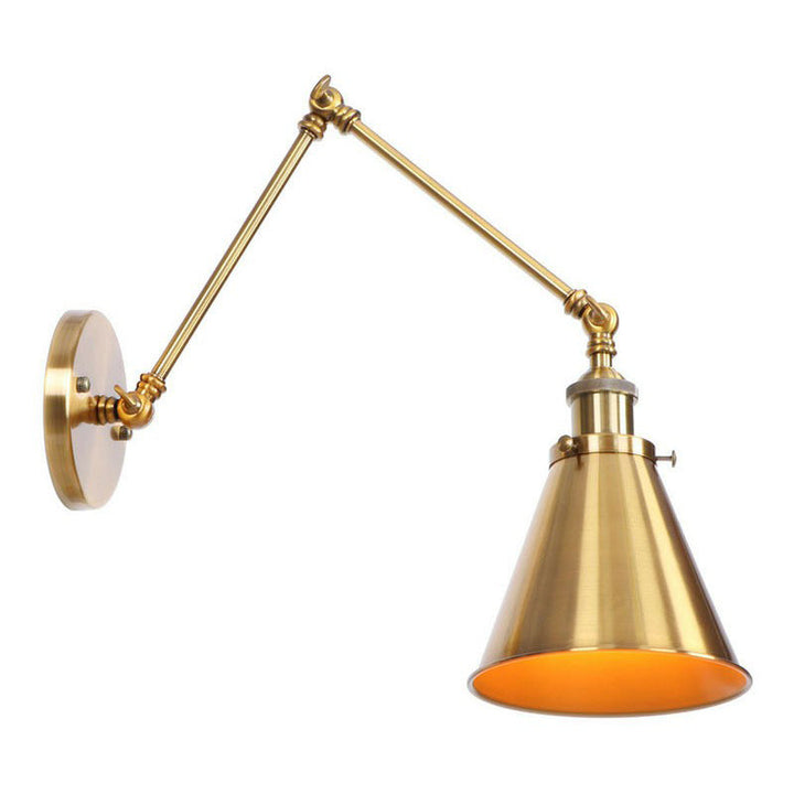 Stornfield | Applique murale en laiton ironé scallopée/corne/cone simple 6"/8" de largeur lampe murale antique avec bras pivotant