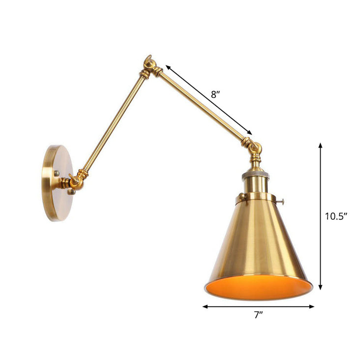 Stornfield | Applique murale en laiton ironé scallopée/corne/cone simple 6"/8" de largeur lampe murale antique avec bras pivotant