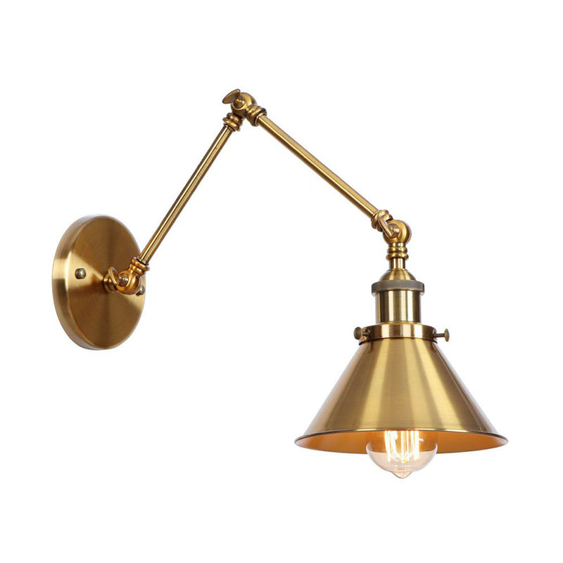Stornfield | Applique murale en laiton ironé scallopée/corne/cone simple 6"/8" de largeur lampe murale antique avec bras pivotant