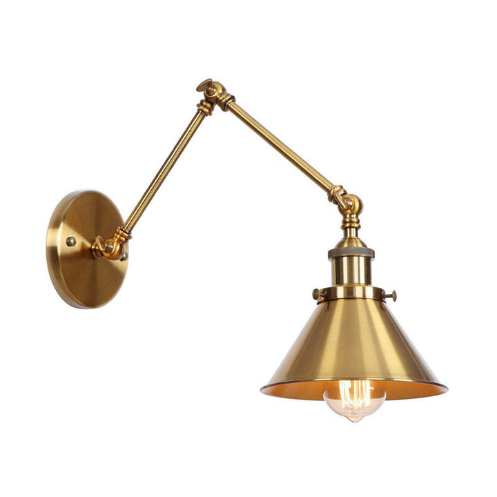Stornfield | Applique murale en laiton ironé scallopée/corne/cone simple 6"/8" de largeur lampe murale antique avec bras pivotant