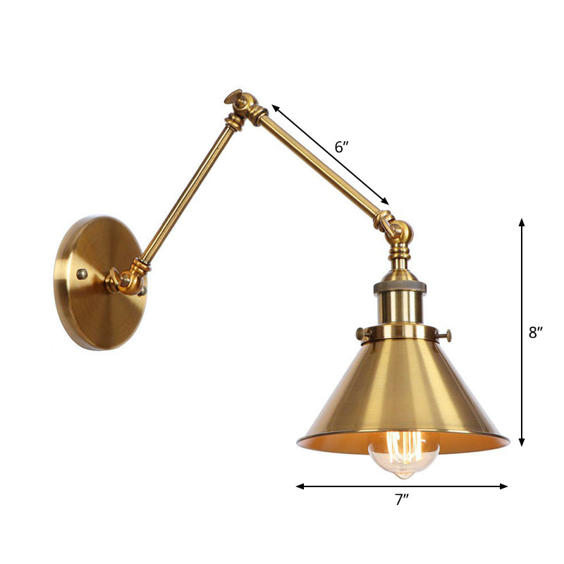 Stornfield | Applique murale en laiton ironé scallopée/corne/cone simple 6"/8" de largeur lampe murale antique avec bras pivotant