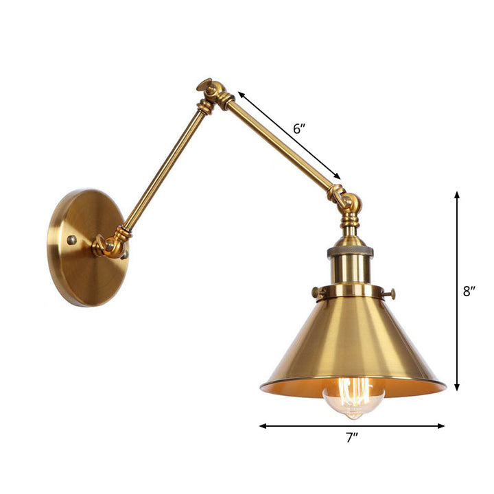 Stornfield | Applique murale en laiton ironé scallopée/corne/cone simple 6"/8" de largeur lampe murale antique avec bras pivotant