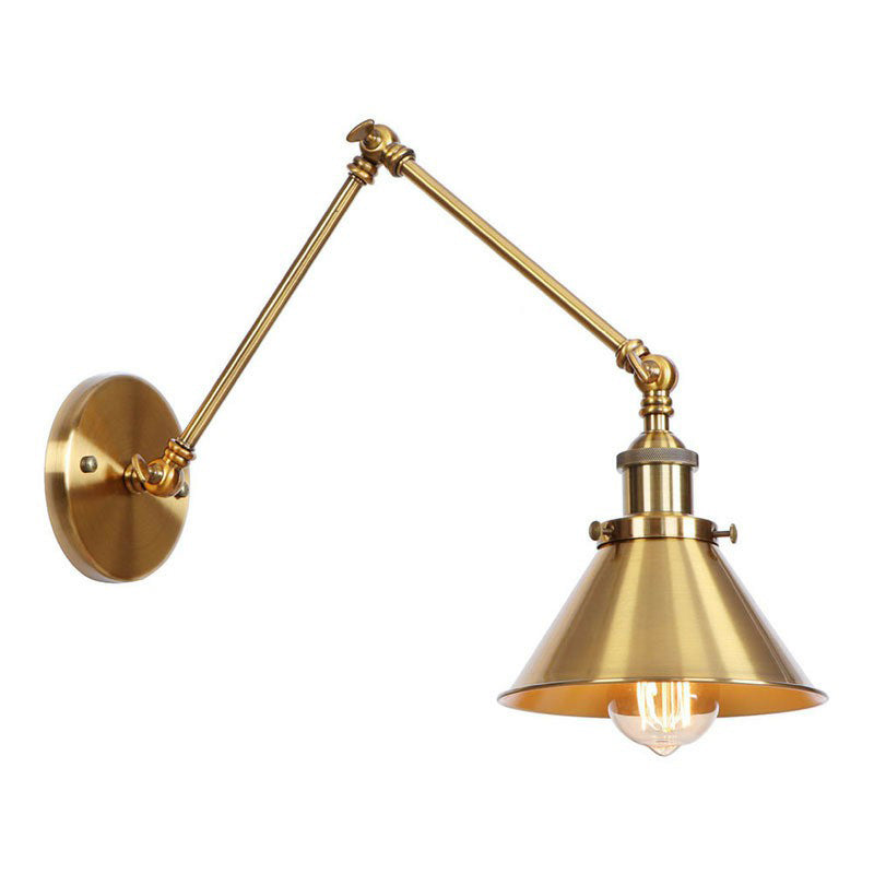 Stornfield | Applique murale en laiton ironé scallopée/corne/cone simple 6"/8" de largeur lampe murale antique avec bras pivotant
