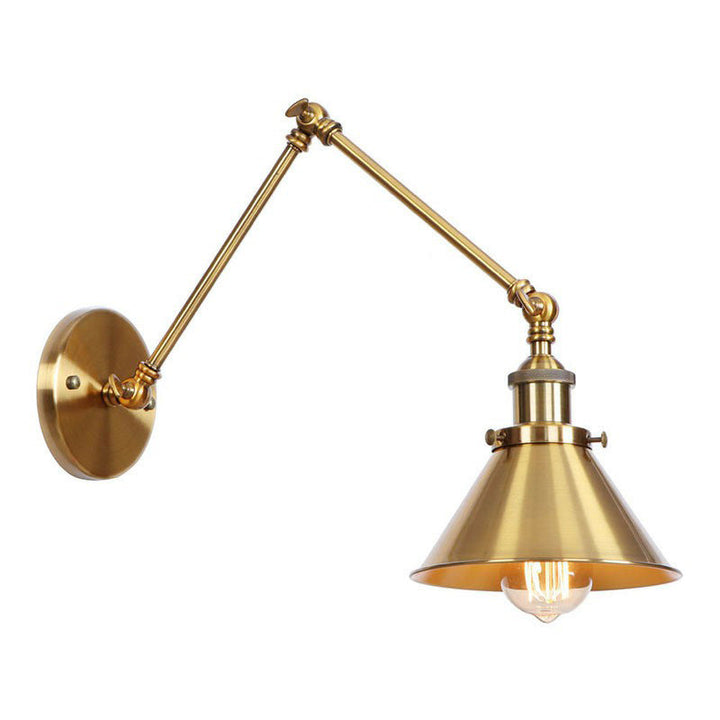 Stornfield | Applique murale en laiton ironé scallopée/corne/cone simple 6"/8" de largeur lampe murale antique avec bras pivotant