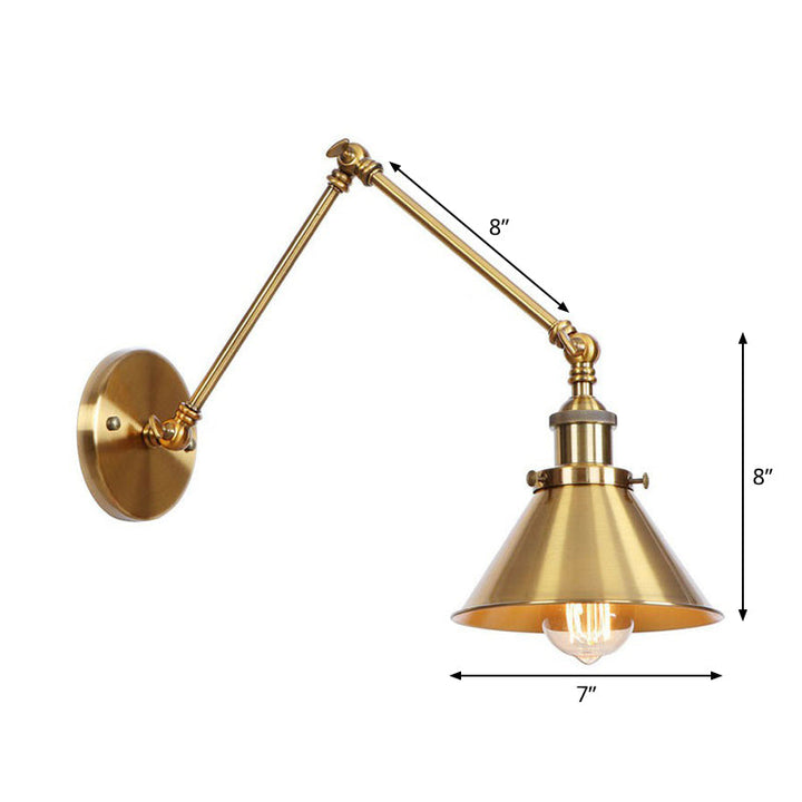 Stornfield | Applique murale en laiton ironé scallopée/corne/cone simple 6"/8" de largeur lampe murale antique avec bras pivotant