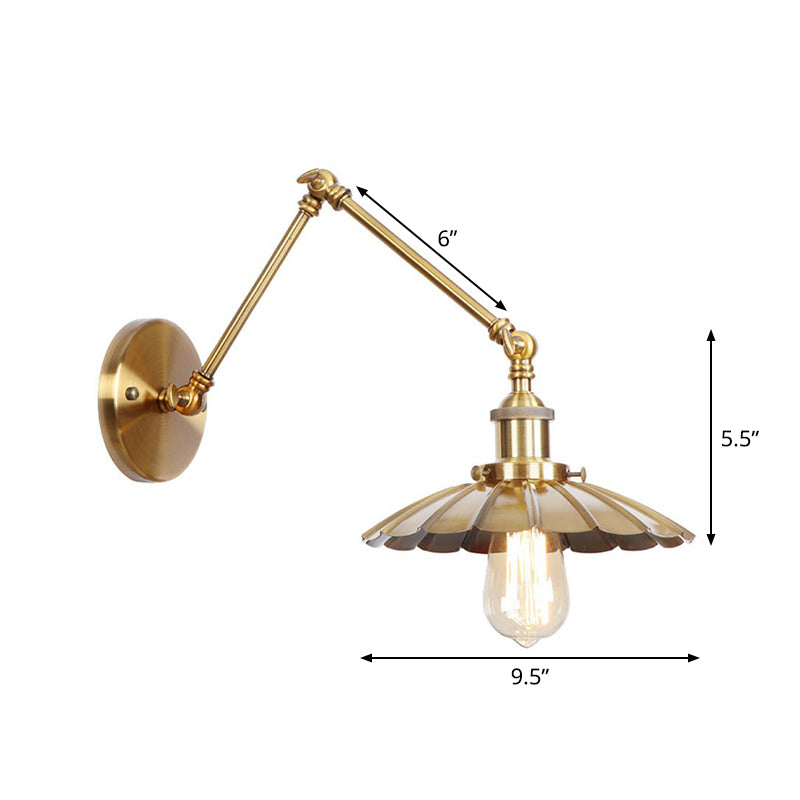 Stornfield | Applique murale en laiton ironé scallopée/corne/cone simple 6"/8" de largeur lampe murale antique avec bras pivotant