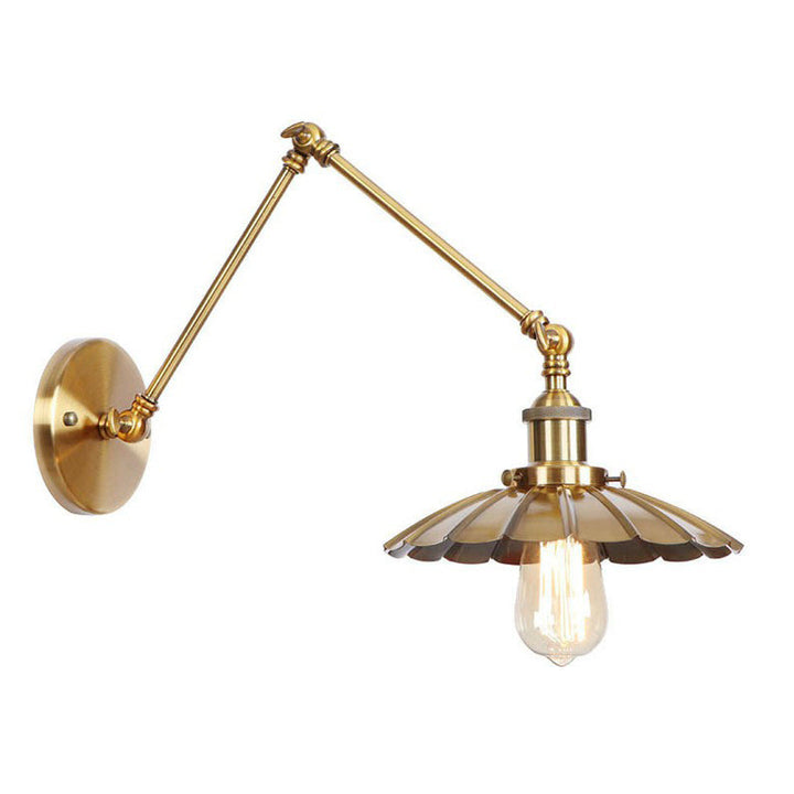 Stornfield | Applique murale en laiton ironé scallopée/corne/cone simple 6"/8" de largeur lampe murale antique avec bras pivotant