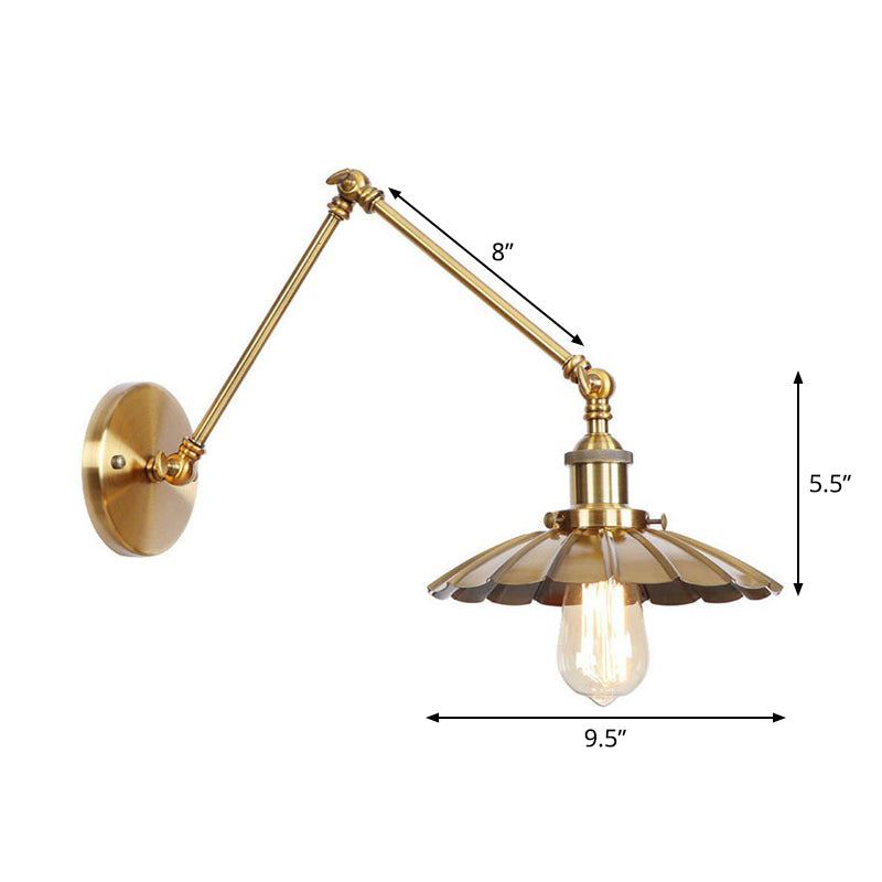 Stornfield | Applique murale en laiton ironé scallopée/corne/cone simple 6"/8" de largeur lampe murale antique avec bras pivotant
