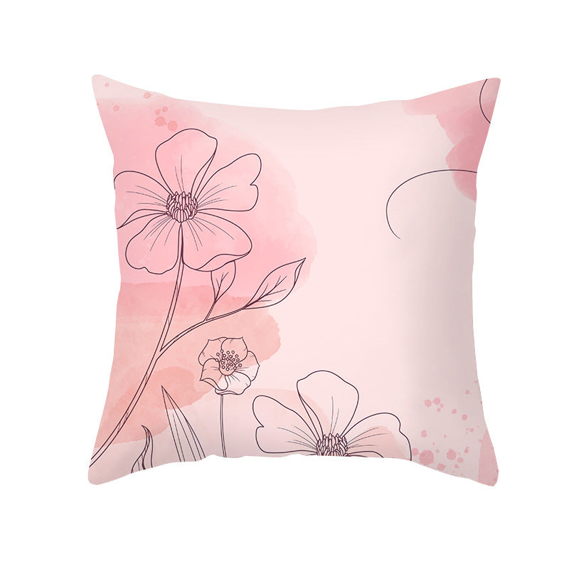 Abstract Organic-Shape Cotton-Linen Decorative Throw Pillow Cover with Concealed Zipper